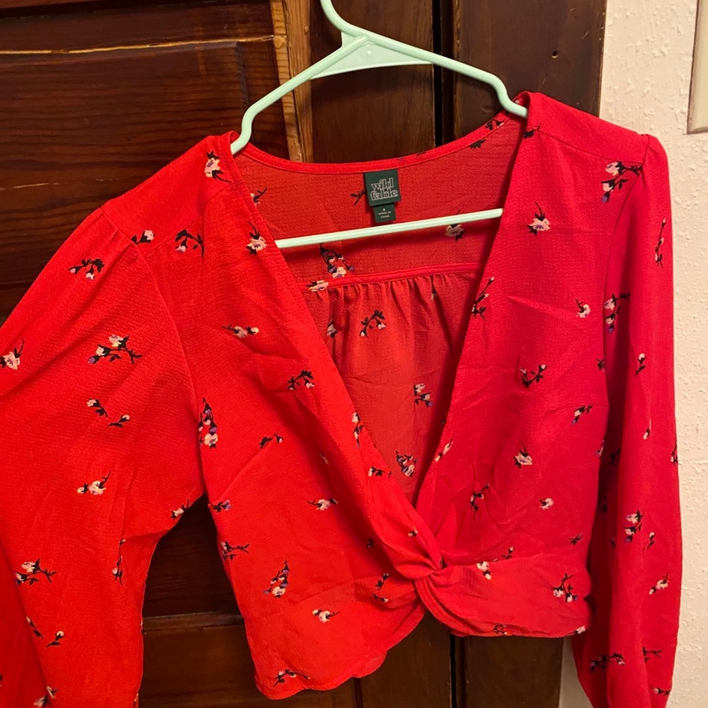 Red, floral shirt